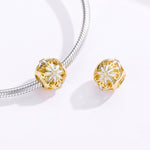 Accessori per bracciale fai da te con perline vuote in argento sterling 925 con margherita dorata, SCC1216