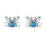 Orecchini in argento sterling Little Crab S925 con orecchini a forma di cuore con pietre preziose, SCE413