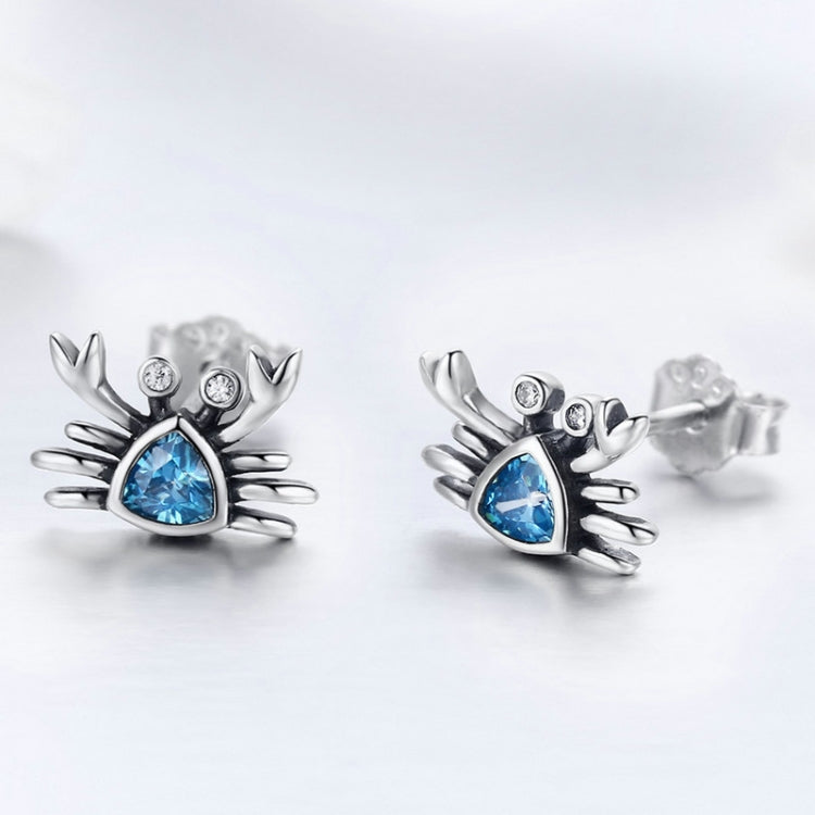 Orecchini in argento sterling Little Crab S925 con orecchini a forma di cuore con pietre preziose, SCE413