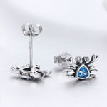 Orecchini in argento sterling Little Crab S925 con orecchini a forma di cuore con pietre preziose, SCE413