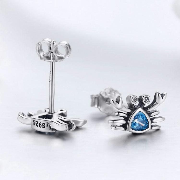 Orecchini in argento sterling Little Crab S925 con orecchini a forma di cuore con pietre preziose, SCE413
