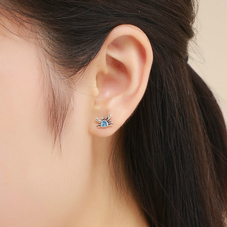 Orecchini in argento sterling Little Crab S925 con orecchini a forma di cuore con pietre preziose, SCE413