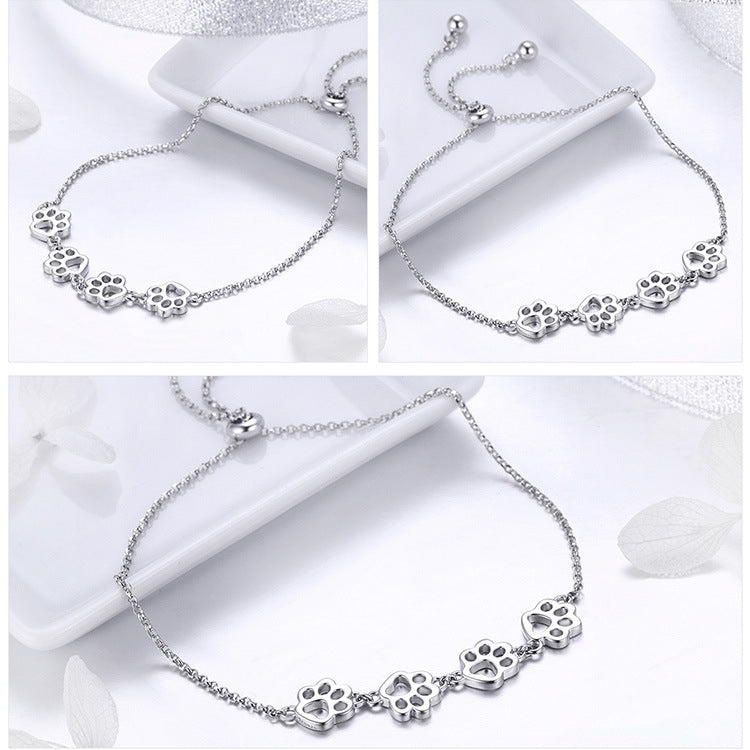 Simpatico braccialetto con artigli per animali domestici Bracciale a goccia con animali in argento sterling S925, SCB096