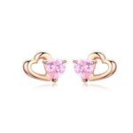 Orecchini in Argento 925 Orecchini con Zirconi a Forma di Cuore placcati Oro Rosa, SCE090-C
