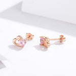 Orecchini in Argento 925 Orecchini con Zirconi a Forma di Cuore placcati Oro Rosa, SCE090-C