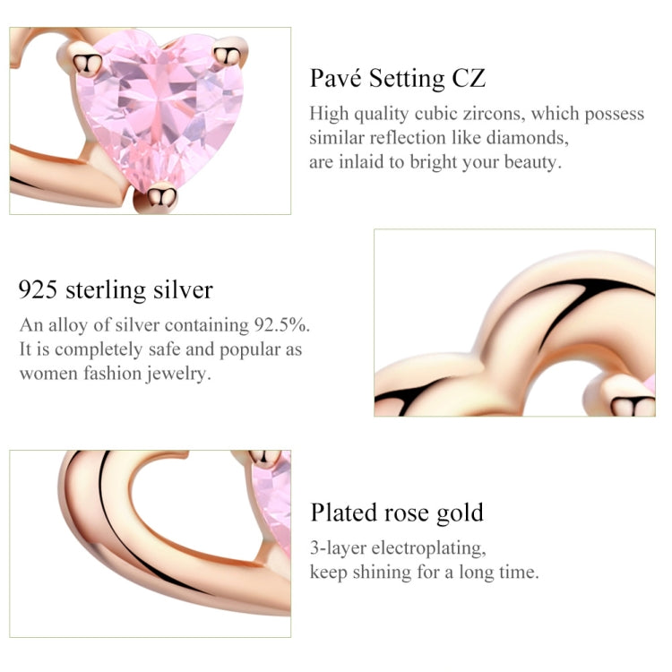 Orecchini in Argento 925 Orecchini con Zirconi a Forma di Cuore placcati Oro Rosa, SCE090-C