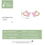 Orecchini in Argento 925 Orecchini con Zirconi a Forma di Cuore placcati Oro Rosa, SCE090-C