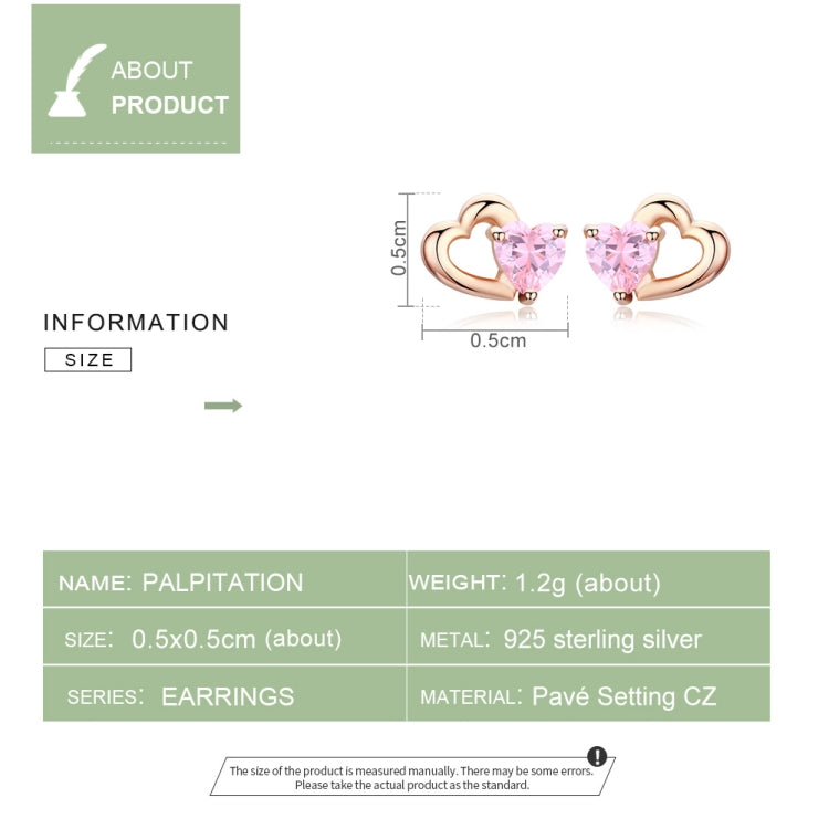Orecchini in Argento 925 Orecchini con Zirconi a Forma di Cuore placcati Oro Rosa, SCE090-C