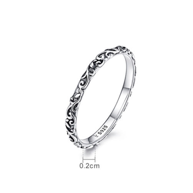Anello in argento sterling con motivo vintage Anello con motivo alla moda S925, 6 US Size, 7 US Size, 8 US Size, 9 US Size