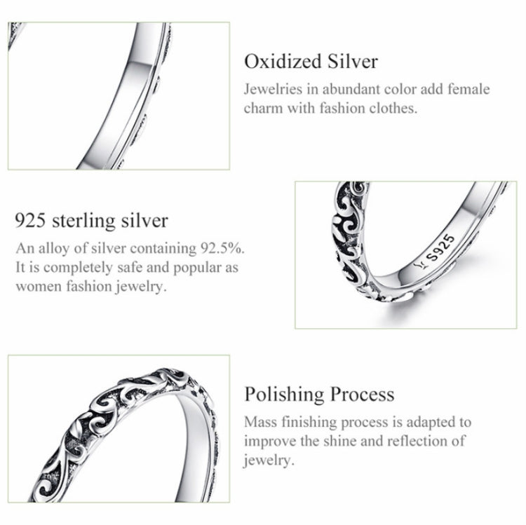Anello in argento sterling con motivo vintage Anello con motivo alla moda S925, 6 US Size, 7 US Size, 8 US Size, 9 US Size