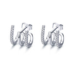 Orecchini in argento sterling Orecchini in argento intrecciato a tre strati Orecchini con zirconi, SCE585