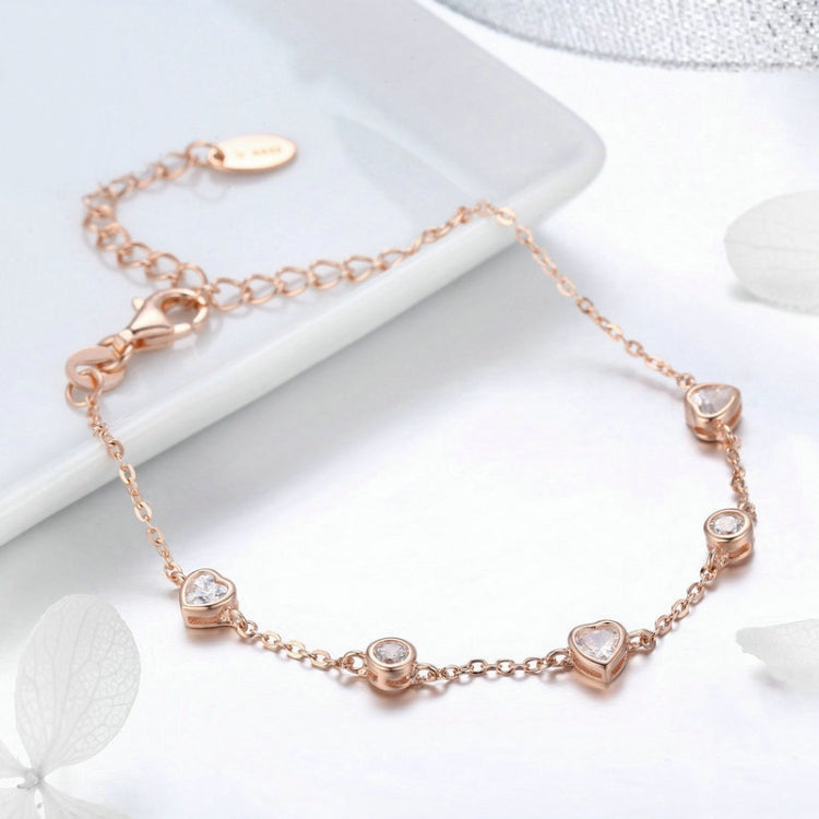 Bracciale con zirconi placcati in oro rosa Bracciale da donna in argento sterling S925, SCB097