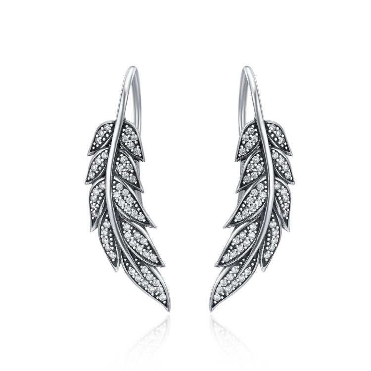 Orecchini in argento con foglia di diamante Orecchini femminili in argento sterling S925, SCE215