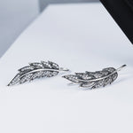 Orecchini in argento con foglia di diamante Orecchini femminili in argento sterling S925, SCE215
