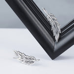 Orecchini in argento con foglia di diamante Orecchini femminili in argento sterling S925, SCE215