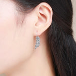 Orecchini in argento con foglia di diamante Orecchini femminili in argento sterling S925, SCE215