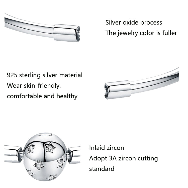 Bracciale con perline fai-da-te con stella in argento sterling S925, 17cm, 19cm