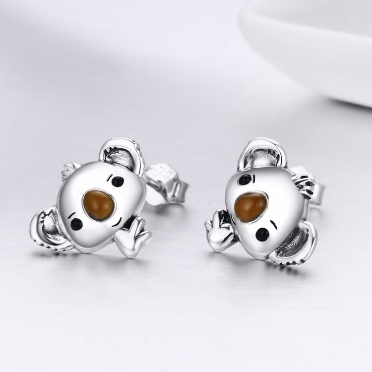 Orecchini Koala in argento sterling con pietre preziose da donna, SCE381