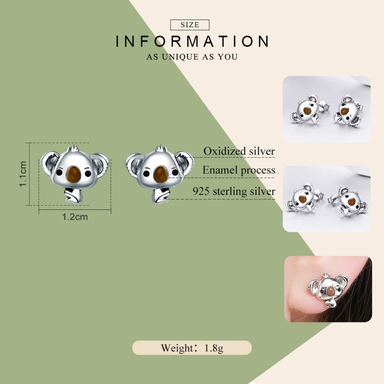 Orecchini Koala in argento sterling con pietre preziose da donna, SCE381