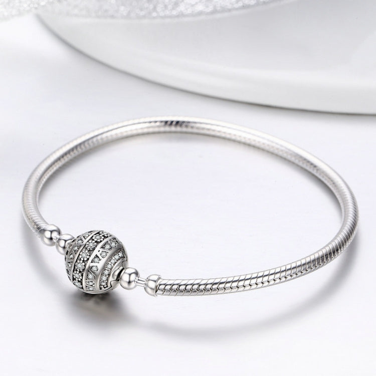 Bracciale rigido in argento sterling Exquisite Life S925 intarsiato con gemme, 17cm, 18cm, 19cm, 20cm