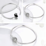 Bracciale rigido in argento sterling Exquisite Life S925 intarsiato con gemme, 17cm, 18cm, 19cm, 20cm