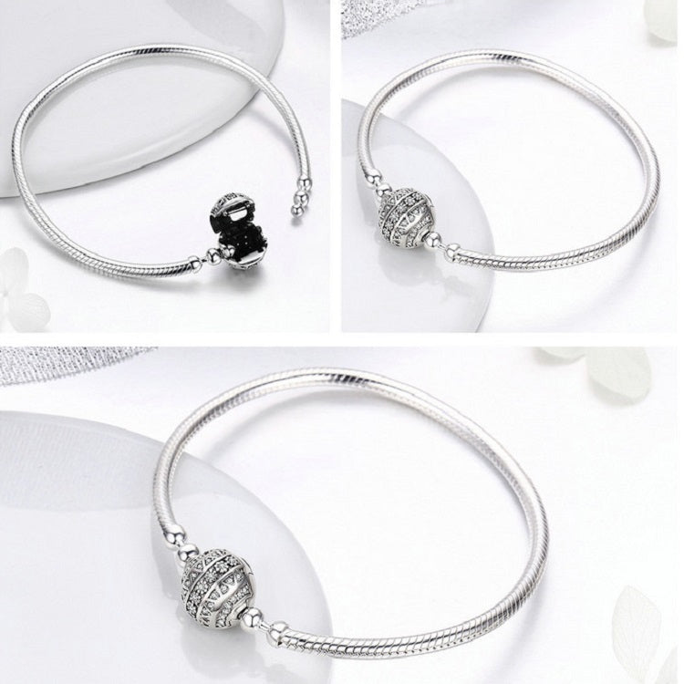 Bracciale rigido in argento sterling Exquisite Life S925 intarsiato con gemme, 17cm, 18cm, 19cm, 20cm