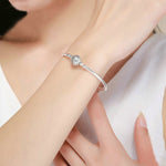 Bracciale rigido in argento sterling Exquisite Life S925 intarsiato con gemme, 17cm, 18cm, 19cm, 20cm