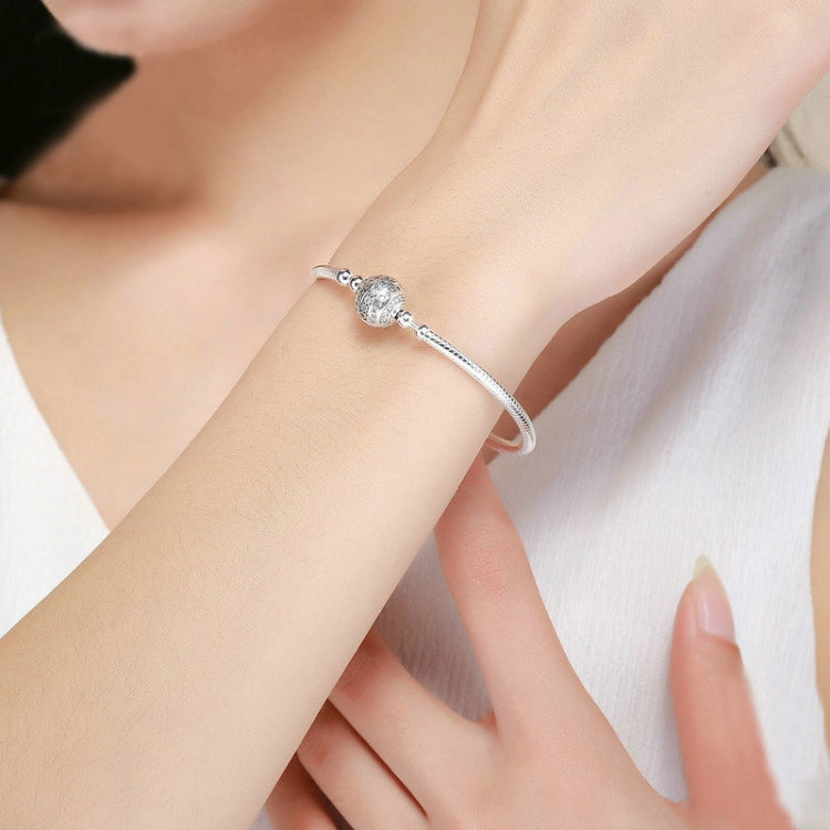 Bracciale rigido in argento sterling Exquisite Life S925 intarsiato con gemme, 17cm, 18cm, 19cm, 20cm
