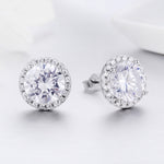 Orecchini con zirconi Orecchini semplici per ragazze in argento sterling, SCE358
