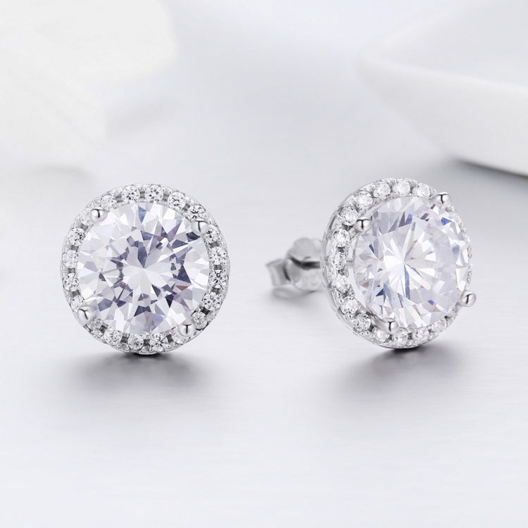 Orecchini con zirconi Orecchini semplici per ragazze in argento sterling, SCE358