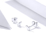 Orecchini a farfalla in argento sterling Orecchini da ragazza placcati in platino freschi, semplici e compatti, SCE775