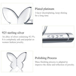 Orecchini a farfalla in argento sterling Orecchini da ragazza placcati in platino freschi, semplici e compatti, SCE775