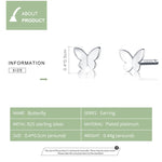 Orecchini a farfalla in argento sterling Orecchini da ragazza placcati in platino freschi, semplici e compatti, SCE775