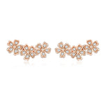 Orecchini con zirconi fiori Orecchini femminili in argento sterling Orecchini semplici, Rose Gold, White