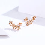 Orecchini con zirconi fiori Orecchini femminili in argento sterling Orecchini semplici, Rose Gold, White