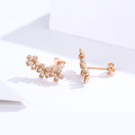 Orecchini con zirconi fiori Orecchini femminili in argento sterling Orecchini semplici, Rose Gold, White