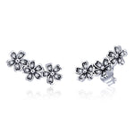 Orecchini con zirconi fiori Orecchini femminili in argento sterling Orecchini semplici, Rose Gold, White