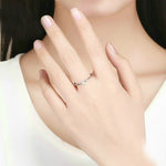 Anello in argento sterling S925 Anello trasparente a cuore placcato in platino, 6 US Size, 7 US Size, 8 US Size