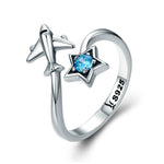 Anello in argento sterling S925 Anello femminile aperto da viaggio interstellare, SCR322