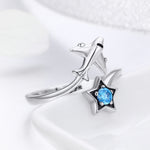Anello in argento sterling S925 Anello femminile aperto da viaggio interstellare, SCR322