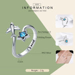 Anello in argento sterling S925 Anello femminile aperto da viaggio interstellare, SCR322