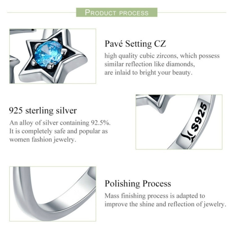 Anello in argento sterling S925 Anello femminile aperto da viaggio interstellare, SCR322