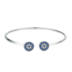 Bracciale in argento sterling S925 con zirconi intarsiati con occhi azzurri luminosi, SCB058