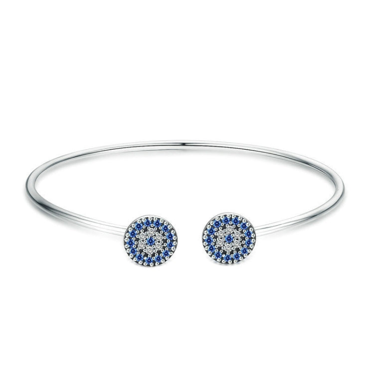 Bracciale in argento sterling S925 con zirconi intarsiati con occhi azzurri luminosi, SCB058
