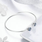 Bracciale in argento sterling S925 con zirconi intarsiati con occhi azzurri luminosi, SCB058
