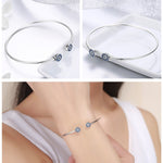 Bracciale in argento sterling S925 con zirconi intarsiati con occhi azzurri luminosi, SCB058