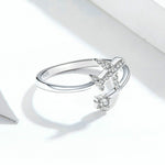 Anello in argento sterling 925 con zirconi piani, anello aperto placcato in oro bianco, SCR623