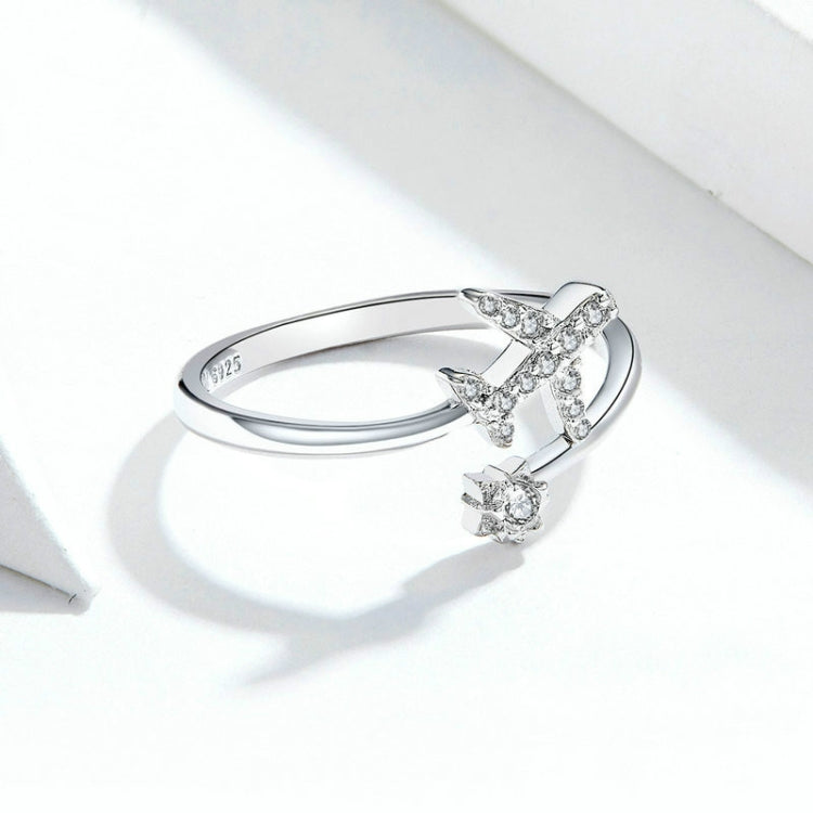 Anello in argento sterling 925 con zirconi piani, anello aperto placcato in oro bianco, SCR623