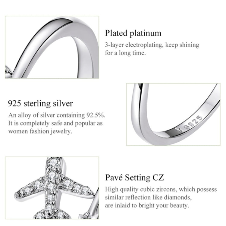 Anello in argento sterling 925 con zirconi piani, anello aperto placcato in oro bianco, SCR623