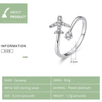Anello in argento sterling 925 con zirconi piani, anello aperto placcato in oro bianco, SCR623